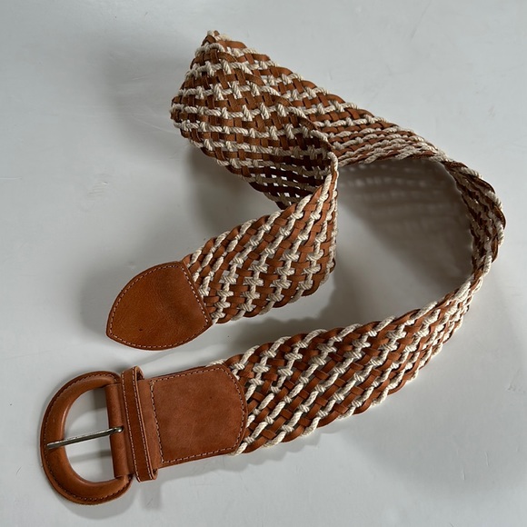Apt 9 leather and rope braid wide belt adjustable O/S - Picture 2 of 5
